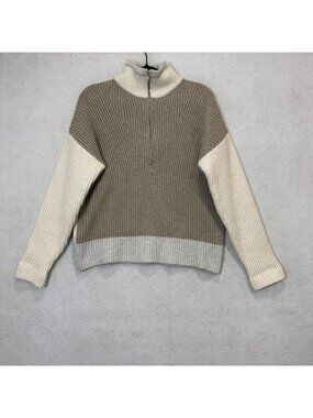 Stitches + Stripes Sweater Womens Small Multicolor 1/4 Zip Mock Neck Pullover